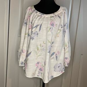 LC Lauren Conrad V-Neck 3⁄4 Sleeve Peasant Blouse, Bayshore Floral, Small